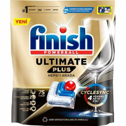 قرص ماشین ظرفشویی فینیش، Finish Ultimate Plus، قرص ظرفشویی Hepsi 1 Arada، شوینده ماشین ظرفشویی، قرص ظرفشویی 75 عددی، بهترین قرص ظرفشویی، قرص ماشین ظرفشویی چندکاره، پاک‌کننده ظروف فینیش، جلادهنده ماشین ظرفشویی، ظرفشویی بدون لکه